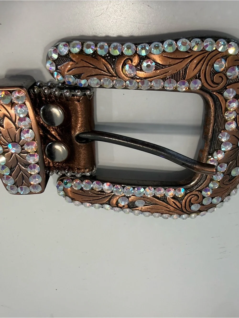 B.B. Simon Bronze Italian Leather and Swarovski Crystal Belt - Women’s
